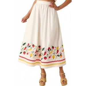 NEW PROSPERINA virginia embroidered skirt in the vine print